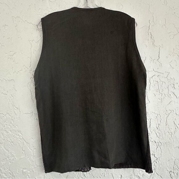 CALVIN KLEIN Linen Vest Women Size Small Knit Linen Button Front‎ Relaxed Green - Picture 5 of 5